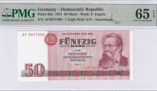 Germany - Democratic Republic 50 Mark 1971 P30a PMG65 EPQ