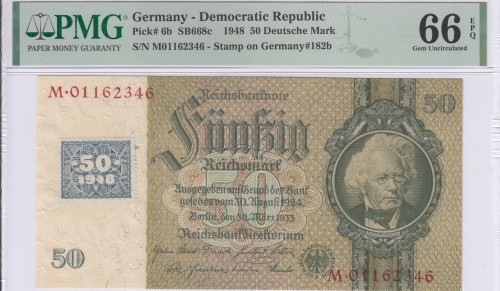 Germany - Democratic Republic  50 D.Mark 1948 P6b PMG66 EPQ