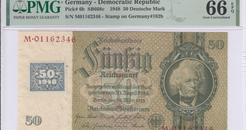 Germany - Democratic Republic 50 D.Mark 1948 P6b PMG66 EPQ Germany - Democratic Republic 50 D.Mark 1948 P6b PMG66 EPQ