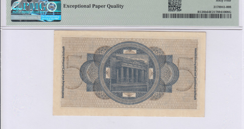 Germany, Occupied Territories WWII 5 Reichsmark 1940-45 PR138b PMG64 EPQ Germany, Occupied Territories WWII 5 Reichsmark 1940-45 PR138b PMG64 EPQ