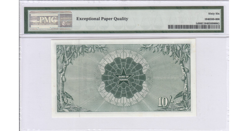 Ghana 10/- Shillings 1963 P1d PMG66 EPQ Ghana 10/- Shillings 1963 P1d PMG66 EPQ