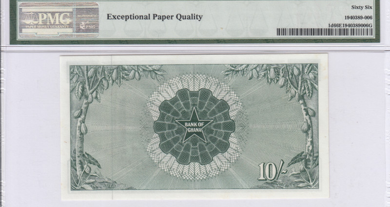 Ghana 10/- Shillings 1963 P1d PMG66 EPQ Ghana 10/- Shillings 1963 P1d PMG66 EPQ