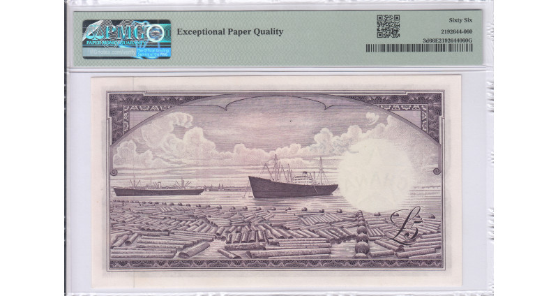 Ghana 5 Pounds 1962 P3d PMG66 EPQ Ghana 5 Pounds 1962 P3d PMG66 EPQ