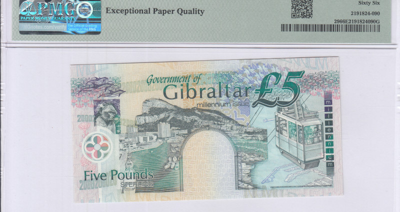 Gibraltar 5 Pounds 2000 P29 PMG66 EPQ Gibraltar 5 Pounds 2000 P29 PMG66 EPQ