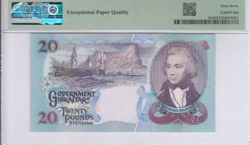 Gibraltar 20 Pounds 1.12.2006 P33a PMG67 EPQ