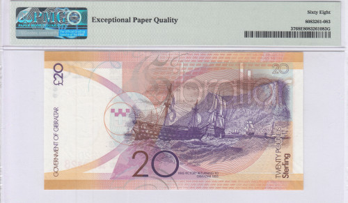 Gibraltar 20 Pounds 1.1.2011 P37 PMG68 EPQ