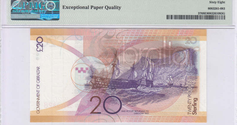 Gibraltar 20 Pounds 1.1.2011 P37 PMG68 EPQ Gibraltar 20 Pounds 1.1.2011 P37 PMG68 EPQ