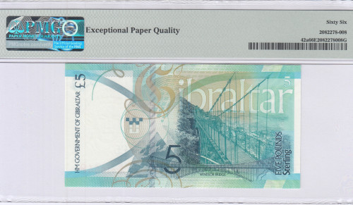 Gibraltar 5 Pounds 2020 P42a PMG66 EPQ