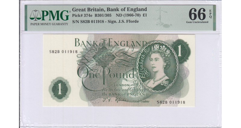 Great Britain 1 Pound ND(1966-70) P374e PMG66 EPQ