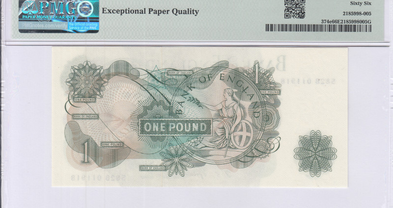 Great Britain 1 Pound ND(1966-70) P374e PMG66 EPQ Great Britain 1 Pound ND(1966-70) P374e PMG66 EPQ