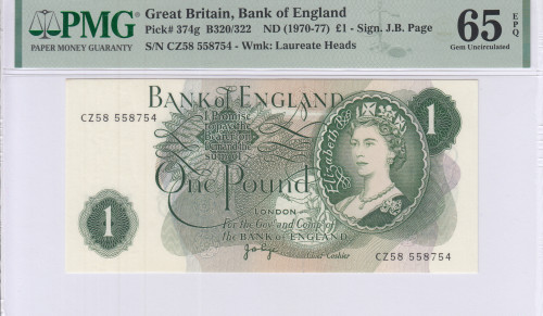 Great Britain 1 Pound ND(1966-70) P374g PMG65 EPQ