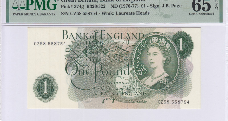 Great Britain 1 Pound ND(1966-70) P374g PMG65 EPQ Great Britain 1 Pound ND(1966-70) P374g PMG65 EPQ