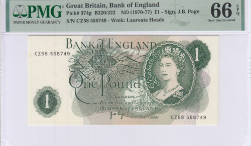 Great Britain 1 Pound ND(1966-70) P374g PMG66 EPQ