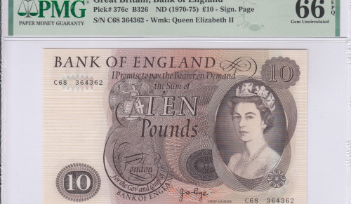 Great Britain 10 Pounds 1970-75 P376c PMG66 EPQ