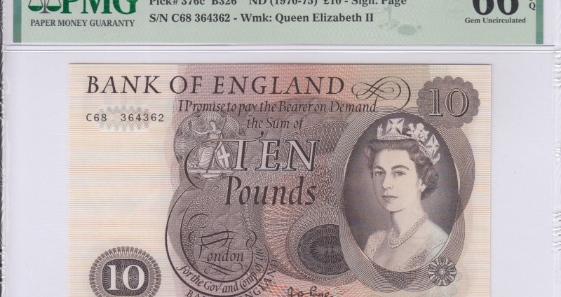 Great Britain 10 Pounds 1970-75 P376c PMG66 EPQ Great Britain 10 Pounds 1970-75 P376c PMG66 EPQ
