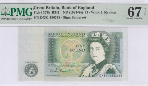 Great Britain 1 Pound 1981-84 P377b PMG67 EPQ