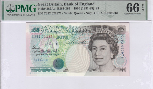 Great Britain 5 Pounds 1990 (ND 1991-98) P382Aa PMG66 EPQ
