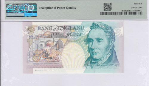 Great Britain 5 Pounds 1990 (ND 1991-98) P382Aa PMG66 EPQ