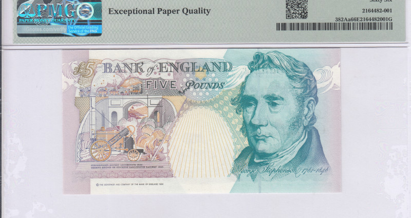 Great Britain 5 Pounds 1990 (ND 1991-98) P382Aa PMG66 EPQ Great Britain 5 Pounds 1990 (ND 1991-98) P382Aa PMG66 EPQ