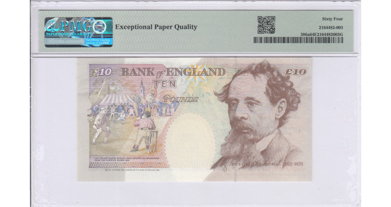Great Britain 10 Pounds 1993 (ND 1993-2000) P386a PMG64 EPQ Great Britain 10 Pounds 1993 (ND 1993-2000) P386a PMG64 EPQ