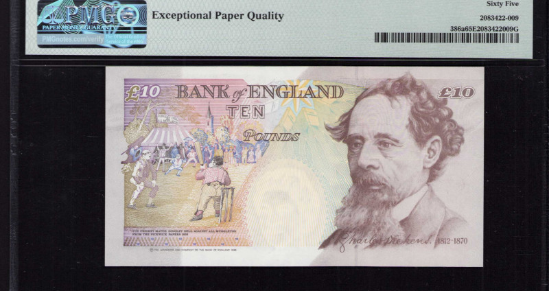 Great Britain 10 Pounds 1993 (ND 1993-2000) P386a PMG65 EPQ Great Britain 10 Pounds 1993 (ND 1993-2000) P386a PMG65 EPQ