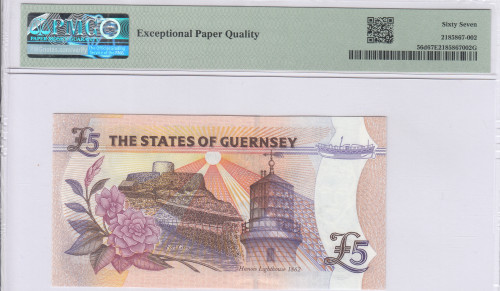 Guernsey 5 Pounds 2023 P56d PMG67 EPQ