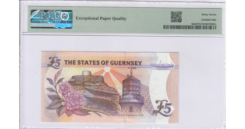 Guernsey 5 Pounds 2023 P56d PMG67 EPQ Guernsey 5 Pounds 2023 P56d PMG67 EPQ