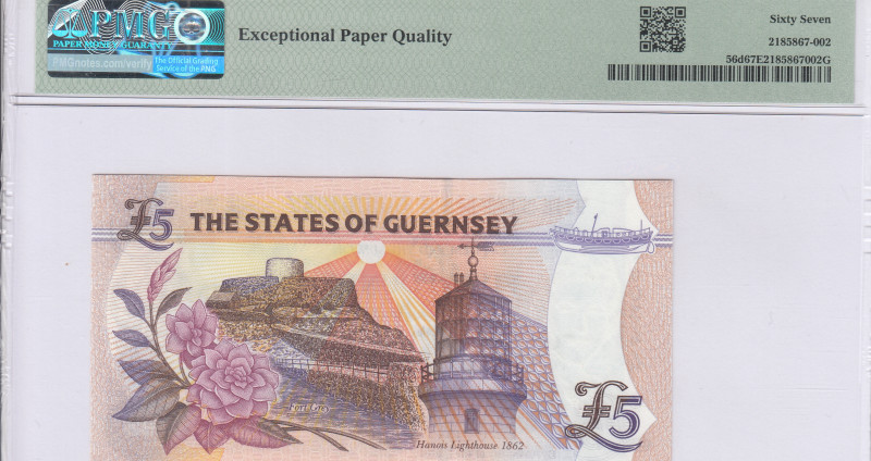 Guernsey 5 Pounds 2023 P56d PMG67 EPQ Guernsey 5 Pounds 2023 P56d PMG67 EPQ