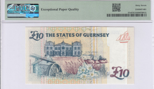 Guernsey 10 Pounds 2023 P57e PMG67 EPQ