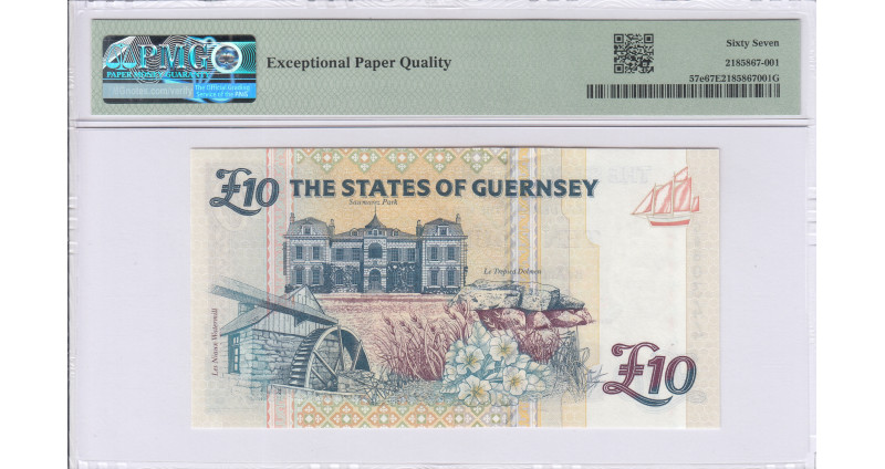 Guernsey 10 Pounds 2023 P57e PMG67 EPQ Guernsey 10 Pounds 2023 P57e PMG67 EPQ