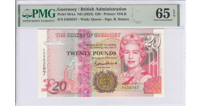 Guernsey 20 Pounds 2023 P58Aa PMG65 EPQ