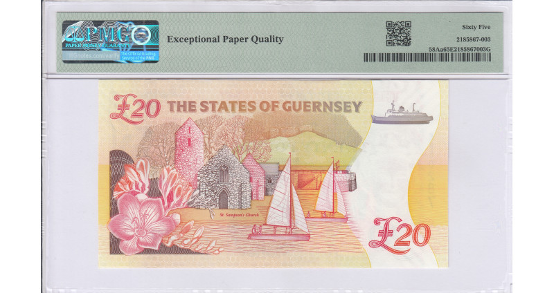 Guernsey 20 Pounds 2023 P58Aa PMG65 EPQ Guernsey 20 Pounds 2023 P58Aa PMG65 EPQ