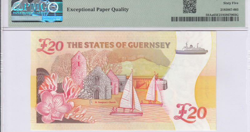 Guernsey 20 Pounds 2023 P58Aa PMG65 EPQ Guernsey 20 Pounds 2023 P58Aa PMG65 EPQ