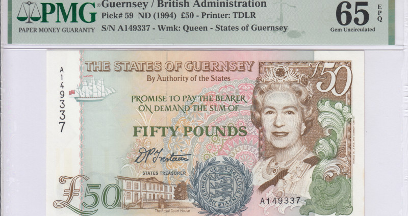 Guernsey 50 Pounds 1994 P59 PMG65 EPQ Guernsey 50 Pounds 1994 P59 PMG65 EPQ