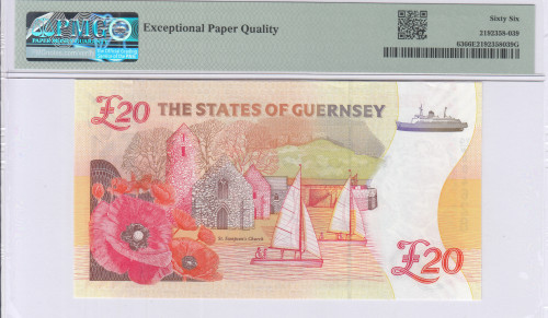 Guernsey 20 Pounds 2018 P63 PMG66 EPQ