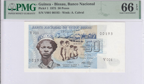 Guinea - Bissau 50 Pesos 24.9.1975 P1 PMG66 EPQ