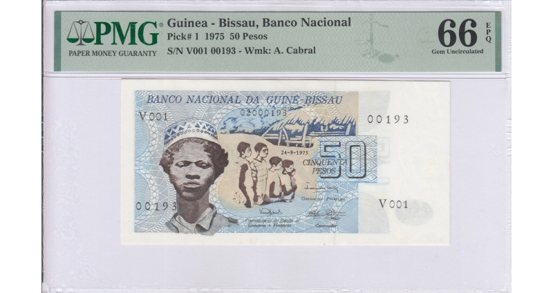 Guinea - Bissau 50 Pesos 24.9.1975 P1 PMG66 EPQ