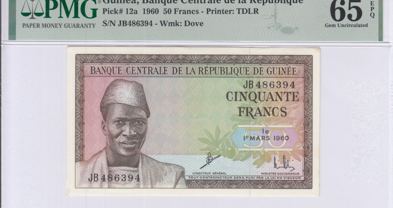 Guinea 50 Francs 1.3.1960 P12a PMG65 EPQ Guinea 50 Francs 1.3.1960 P12a PMG65 EPQ