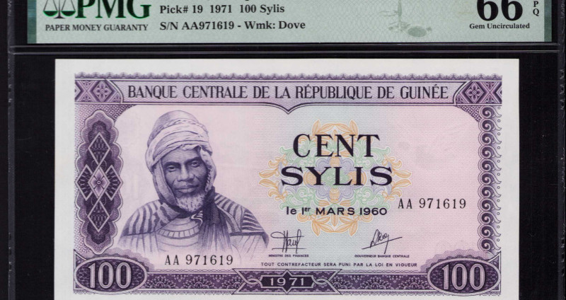 Guinea 100 Sylis 1971 P19 PMG66 EPQ Guinea 100 Sylis 1971 P19 PMG66 EPQ