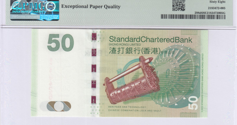 Hong Kong, Standart Chartered Bank 50 Dollars 1.1.2014 P298d PMG68 EPQ Hong Kong, Standart Chartered Bank 50 Dollars 1.1.2014 P298d PMG68 EPQ