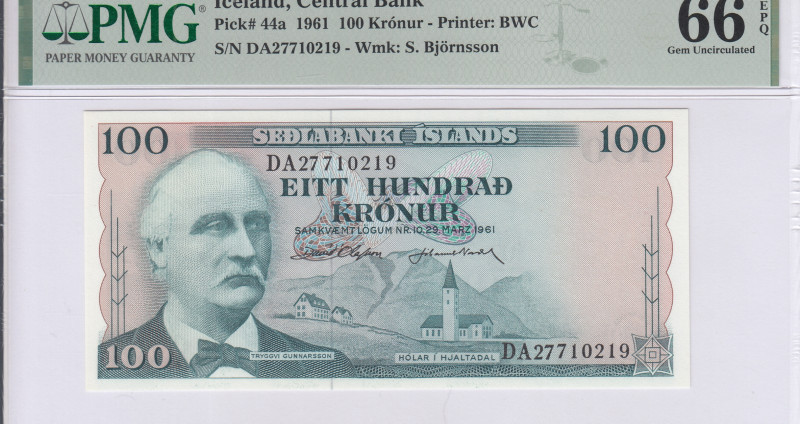 Iceland 100 Kronur 29.3.1961 P44a PMG66 EPQ Iceland 100 Kronur 29.3.1961 P44a PMG66 EPQ