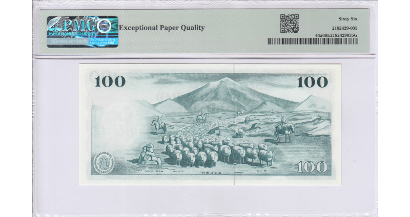 Iceland 100 Kronur 29.3.1961 P44a PMG66 EPQ Iceland 100 Kronur 29.3.1961 P44a PMG66 EPQ