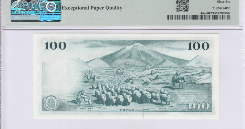 Iceland 100 Kronur 29.3.1961 P44a PMG66 EPQ Iceland 100 Kronur 29.3.1961 P44a PMG66 EPQ