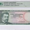 Iceland 500 Kronur 29.3.1961 P45a PMG67 EPQ