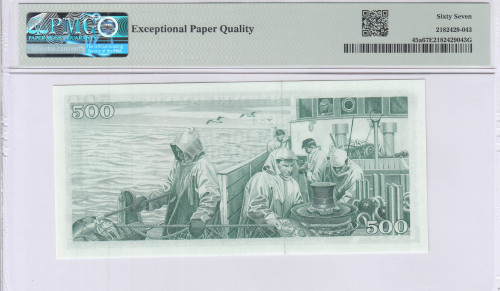 Iceland 500 Kronur 29.3.1961 P45a PMG67 EPQ