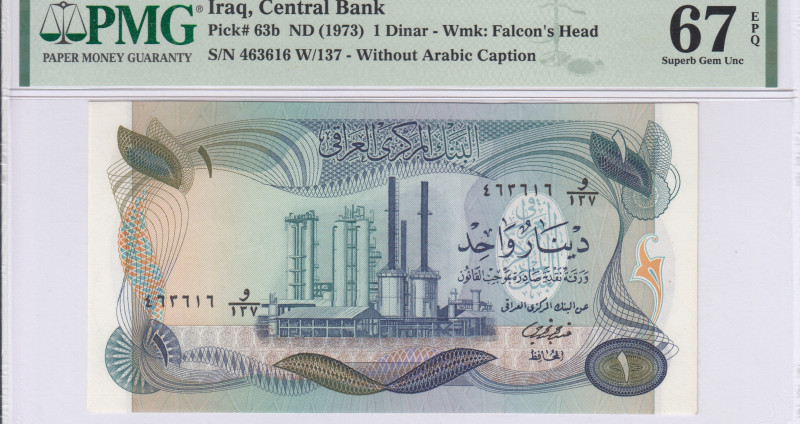 Iraq 1 Dinar 1973 P63b PMG67 EPQ Iraq 1 Dinar 1973 P63b PMG67 EPQ