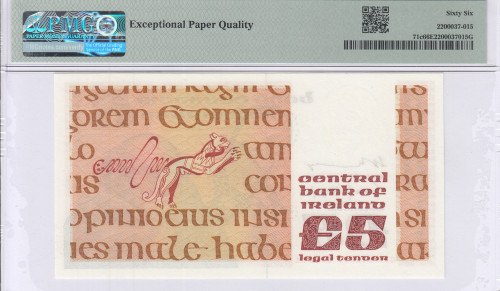 Ireland, Republic 5 Pounds  12.1.1981 P71c PMG66 EPQ
