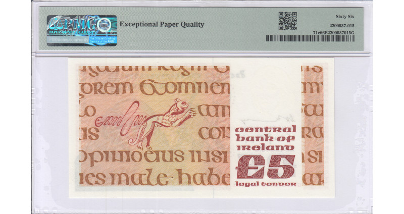 Ireland, Republic 5 Pounds 12.1.1981 P71c PMG66 EPQ Ireland, Republic 5 Pounds 12.1.1981 P71c PMG66 EPQ