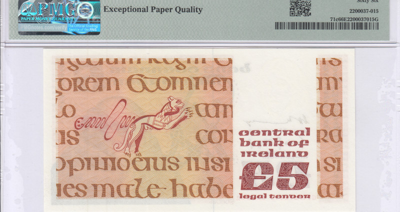 Ireland, Republic 5 Pounds 12.1.1981 P71c PMG66 EPQ Ireland, Republic 5 Pounds 12.1.1981 P71c PMG66 EPQ