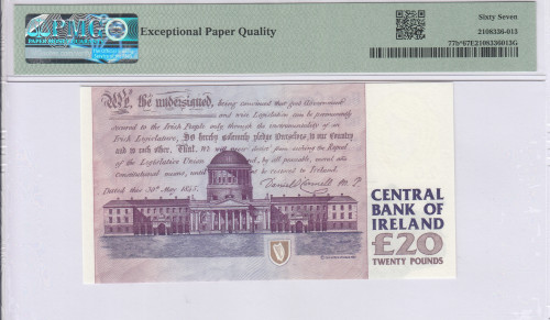 Ireland  20 Pounds 30.11.1995 P77b* PMG67 EPQ "Replacement"